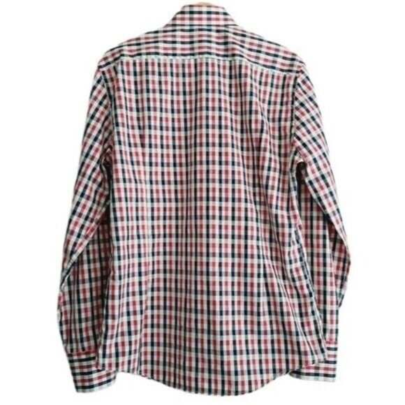 LINEA IN | Italy Button Down Dress Shirt Plaid 2-Ply Mens Sz 36/16 - Picture 2 of 11